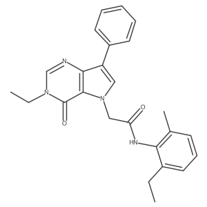 N-(2-ethyl-6-methylphenyl)-2-(3-ethyl-4-oxo-7-phenyl-3,4-dihydro-5H-pyrrolo[3,2-d]pyrimidin-5-yl)acetamide结构式