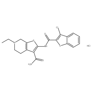 2-(3-Chlorobenzo[b]thiophene-2-carboxamido)-6-ethyl-4,5,6,7-tetrahydrothieno[2,3-c]pyridine-3-carboxamide hydrochloride Structure