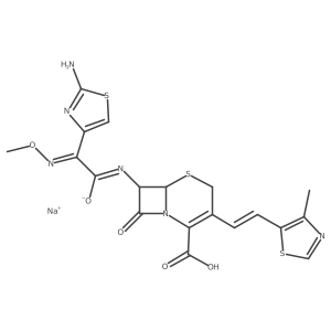 sodium;2-(2-amino-1,3-thiazol-4-yl)-N-[2-carboxy-3-[2-(4-methyl-1,3-thiazol-5-yl)ethenyl]-8-oxo-5-thia-1-azabicyclo[4.2.0]oct-2-en-7-yl]-2-methoxyiminoethanimidate Structure