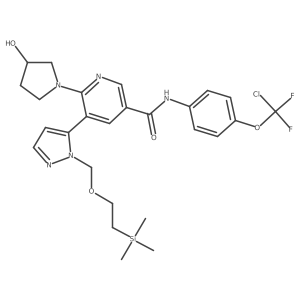 (R)-N-(4-(chlorodifluoromethoxy)phenyl)-6-(3-hydroxypyrrolidin-1-yl)-5-(1-((2-(trimethylsilyl)ethoxy)methyl)-1H-pyrazol-5-yl)nicotinamide结构式
