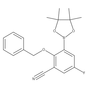 2-Benzyloxy-3-cyano-5-fluorophenylboronic acid pinacol ester结构式