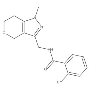 2-bromo-N-((1-methyl-1,4,6,7-tetrahydropyrano[4,3-c]pyrazol-3-yl)methyl)benzamide结构式