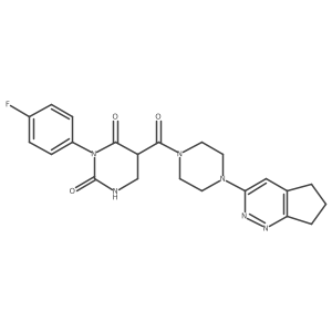 5-[4-(6,7-dihydro-5H-cyclopenta[c]pyridazin-3-yl)piperazine-1-carbonyl]-3-(4-fluorophenyl)-1,3-diazinane-2,4-dione结构式