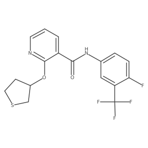 N-(4-fluoro-3-(trifluoromethyl)phenyl)-2-((tetrahydrothiophen-3-yl)oxy)nicotinamide Structure