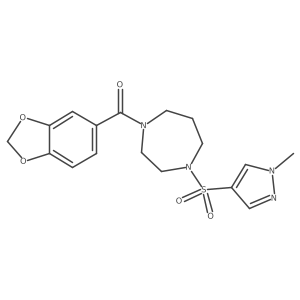 benzo[d][1,3]dioxol-5-yl(4-((1-methyl-1H-pyrazol-4-yl)sulfonyl)-1,4-diazepan-1-yl)methanone结构式