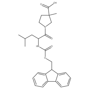 1-[(2R)-2-({[(9H-fluoren-9-yl)methoxy]carbonyl}amino)-4-methylpentanoyl]-3-methylpyrrolidine-3-carboxylic acid Structure