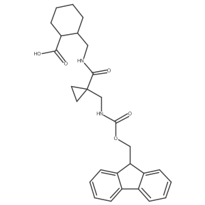2-[({1-[({[(9H-fluoren-9-yl)methoxy]carbonyl}amino)methyl]cyclopropyl}formamido)methyl]cyclohexane-1-carboxylic acid结构式