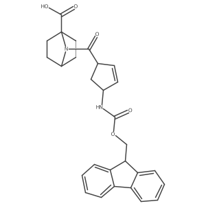 7-[4-({[(9H-fluoren-9-yl)methoxy]carbonyl}amino)cyclopent-2-ene-1-carbonyl]-7-azabicyclo[2.2.1]heptane-1-carboxylic acid结构式