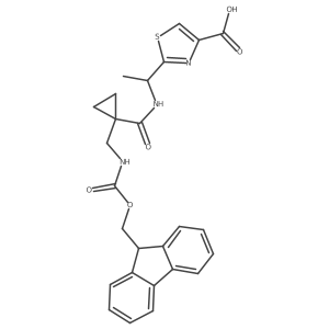 2-[1-({1-[({[(9H-fluoren-9-yl)methoxy]carbonyl}amino)methyl]cyclopropyl}formamido)ethyl]-1,3-thiazole-4-carboxylic acid Structure