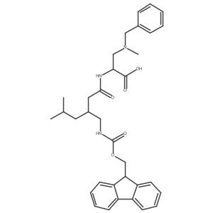 3-[benzyl(methyl)amino]-2-[(3S)-3-[({[(9H-fluoren-9-yl)methoxy]carbonyl}amino)methyl]-5-methylhexanamido]propanoic acid结构式