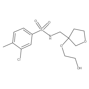 3-chloro-N-((3-(2-hydroxyethoxy)tetrahydrofuran-3-yl)methyl)-4-methylbenzenesulfonamide结构式