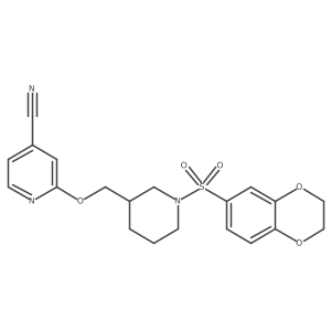 2-[[1-(2,3-Dihydro-1,4-benzodioxin-6-ylsulfonyl)piperidin-3-yl]methoxy]pyridine-4-carbonitrile结构式