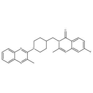 7-Fluoro-2-methyl-3-{[1-(3-methylquinoxalin-2-yl)piperidin-4-yl]methyl}-3,4-dihydroquinazolin-4-one结构式