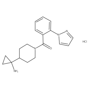 1-{1-[2-(1H-pyrazol-1-yl)benzoyl]piperidin-4-yl}cyclopropan-1-amine hydrochloride Structure