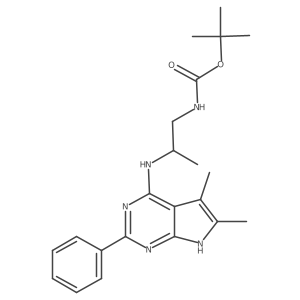 tert-butyl N-[2-[(5,6-dimethyl-2-phenyl-7H-pyrrolo[2,3-d]pyrimidin-4-yl)amino]propyl]carbamate Structure