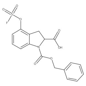 1-[(benzyloxy)carbonyl]-4-[(fluorosulfonyl)oxy]-2,3-dihydro-1H-indole-2-carboxylic acid结构式