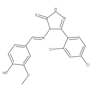 5-(2,4-dichlorophenyl)-4-{[(E)-(4-hydroxy-3-methoxyphenyl)methylidene]amino}-2,4-dihydro-3H-1,2,4-triazole-3-thione结构式