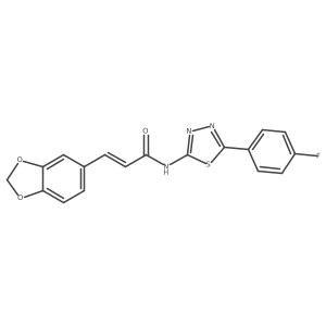 (Z)-3-(benzo[d][1,3]dioxol-5-yl)-N-(5-(4-fluorophenyl)-1,3,4-thiadiazol-2-yl)acrylamide结构式
