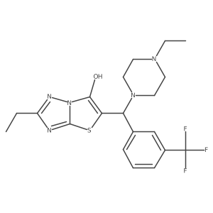 2-Ethyl-5-((4-ethylpiperazin-1-yl)(3-(trifluoromethyl)phenyl)methyl)thiazolo[3,2-b][1,2,4]triazol-6-ol结构式