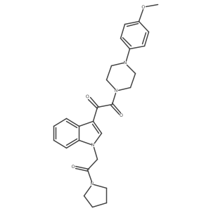 1-(4-(4-methoxyphenyl)piperazin-1-yl)-2-(1-(2-oxo-2-(pyrrolidin-1-yl)ethyl)-1H-indol-3-yl)ethane-1,2-dione Structure