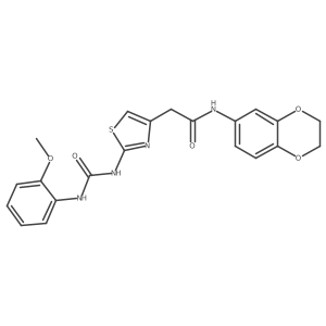 N-(2,3-dihydrobenzo[b][1,4]dioxin-6-yl)-2-(2-(3-(2-methoxyphenyl)ureido)thiazol-4-yl)acetamide结构式