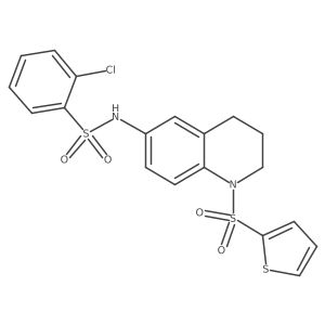 2-chloro-N-[1-(thiophene-2-sulfonyl)-1,2,3,4-tetrahydroquinolin-6-yl]benzene-1-sulfonamide结构式