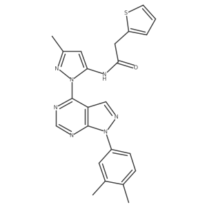 N-(1-(1-(3,4-dimethylphenyl)-1H-pyrazolo[3,4-d]pyrimidin-4-yl)-3-methyl-1H-pyrazol-5-yl)-2-(thiophen-2-yl)acetamide结构式