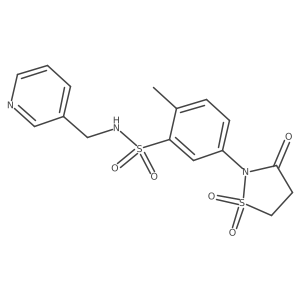 5-(1,1-dioxido-3-oxoisothiazolidin-2-yl)-2-methyl-N-(pyridin-3-ylmethyl)benzenesulfonamide结构式