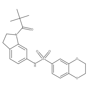 N-(1-pivaloylindolin-6-yl)-2,3-dihydrobenzo[b][1,4]dioxine-6-sulfonamide结构式