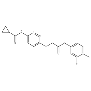 N-[6-({[(3-chloro-4-methylphenyl)carbamoyl]methyl}sulfanyl)pyridazin-3-yl]cyclopropanecarboxamide结构式
