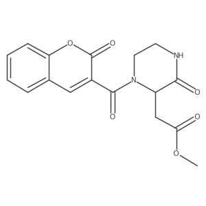 methyl 2-(3-oxo-1-(2-oxo-2H-chromene-3-carbonyl)piperazin-2-yl)acetate Structure