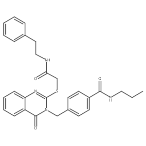 4-((4-oxo-2-((2-oxo-2-(phenethylamino)ethyl)thio)quinazolin-3(4H)-yl)methyl)-N-propylbenzamide Structure