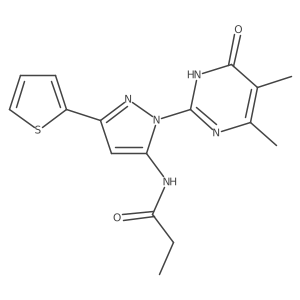 N-(1-(4,5-dimethyl-6-oxo-1,6-dihydropyrimidin-2-yl)-3-(thiophen-2-yl)-1H-pyrazol-5-yl)propionamide Structure