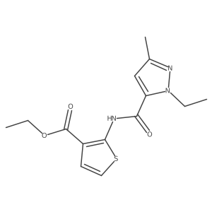 ethyl 2-(1-ethyl-3-methyl-1H-pyrazole-5-amido)thiophene-3-carboxylate结构式