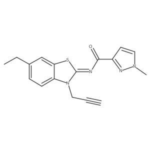 (Z)-N-(6-ethyl-3-(prop-2-yn-1-yl)benzo[d]thiazol-2(3H)-ylidene)-1-methyl-1H-pyrazole-3-carboxamide结构式