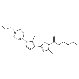 2-[1-(4-ethoxyphenyl)-5-methyl-1H-1,2,3-triazol-4-yl]-4-methyl-N-(3-methylbutyl)-1,3-thiazole-5-carboxamide结构式