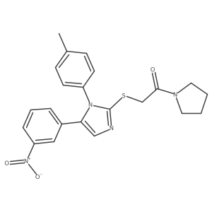 2-((5-(3-nitrophenyl)-1-(p-tolyl)-1H-imidazol-2-yl)thio)-1-(pyrrolidin-1-yl)ethanone Structure
