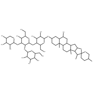 (3I(2),5I+/-,6I(2),25R)-6-Hydroxyspirostan-3-yl O-I(2)-D-glucopyranosyl-(1a2)-O-[I(2)-D-xylopyranosyl-(1a3)]-O-I(2)-D-glucopyranosyl-(1a4)-I(2)-D-galactopyranoside结构式