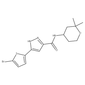 5-(5-bromo-2-thienyl)-N~3~-(2,2-dimethyltetrahydro-2H-pyran-4-yl)-1H-pyrazole-3-carboxamide结构式