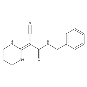 N-benzyl-2-cyano-2-hexahydropyrimidin-2-ylidene-acetamide Structure