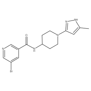 5-bromo-N-(1-(5-methyl-1H-pyrazol-3-yl)piperidin-4-yl)nicotinamide Structure