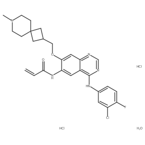 N-(4-(3-Chloro-4-fluorophenylamino)-7-((7-methyl-7-azaspiro(3.5)nonan-2-yl)methoxy)quinazolin-6-yl)acrylamide dihydrochloride monohydrate Structure