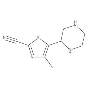 4-Methyl-5-(piperazin-2-yl)-1,3-thiazole-2-carbonitrile结构式