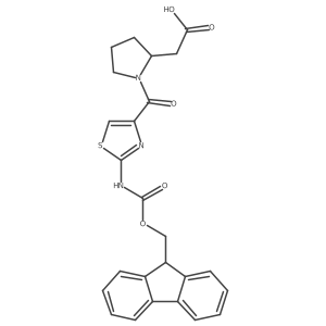 2-[(2S)-1-[2-({[(9H-fluoren-9-yl)methoxy]carbonyl}amino)-1,3-thiazole-4-carbonyl]pyrrolidin-2-yl]acetic acid Structure