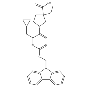 1-[3-cyclopropyl-2-({[(9H-fluoren-9-yl)methoxy]carbonyl}amino)propanoyl]-3-methoxypyrrolidine-3-carboxylic acid结构式
