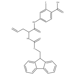 4-[2-({[(9H-fluoren-9-yl)methoxy]carbonyl}amino)pent-4-enamido]-2-fluorobenzoic acid结构式