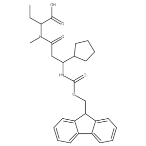 2-[3-cyclopentyl-3-({[(9H-fluoren-9-yl)methoxy]carbonyl}amino)-N-methylpropanamido]butanoic acid结构式