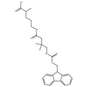 5-[4-({[(9H-fluoren-9-yl)methoxy]carbonyl}amino)-3,3-dimethylbutanamido]-2-methylpentanoic acid Structure