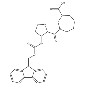rac-4-[(2R,3S)-3-({[(9H-fluoren-9-yl)methoxy]carbonyl}amino)oxolane-2-carbonyl]-1,4-oxazepane-6-carboxylic acid结构式