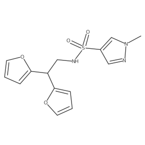 N-(2,2-di(furan-2-yl)ethyl)-1-methyl-1H-pyrazole-4-sulfonamide结构式
